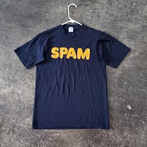 Vintage SPAM Shirt Mens S USA Blue Single Stitch 70s 80s Graphic Promo Tee